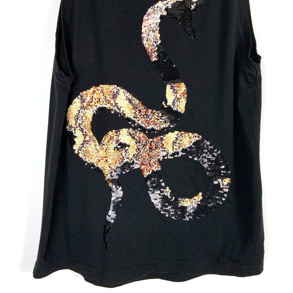 Zara Men’s Black Sequin Snake Tank Top Size Small - Picture 6 of 16